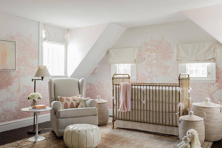 pink-nursery-with-pink-french-hand-painted-wallpaper-68433